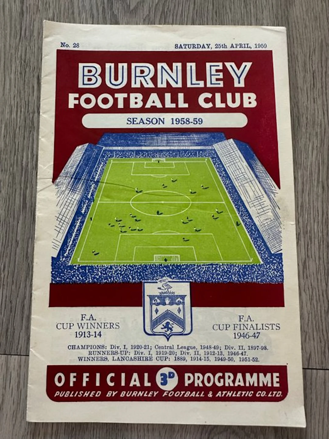 Burnley - English Football League - 1959 - Event programme