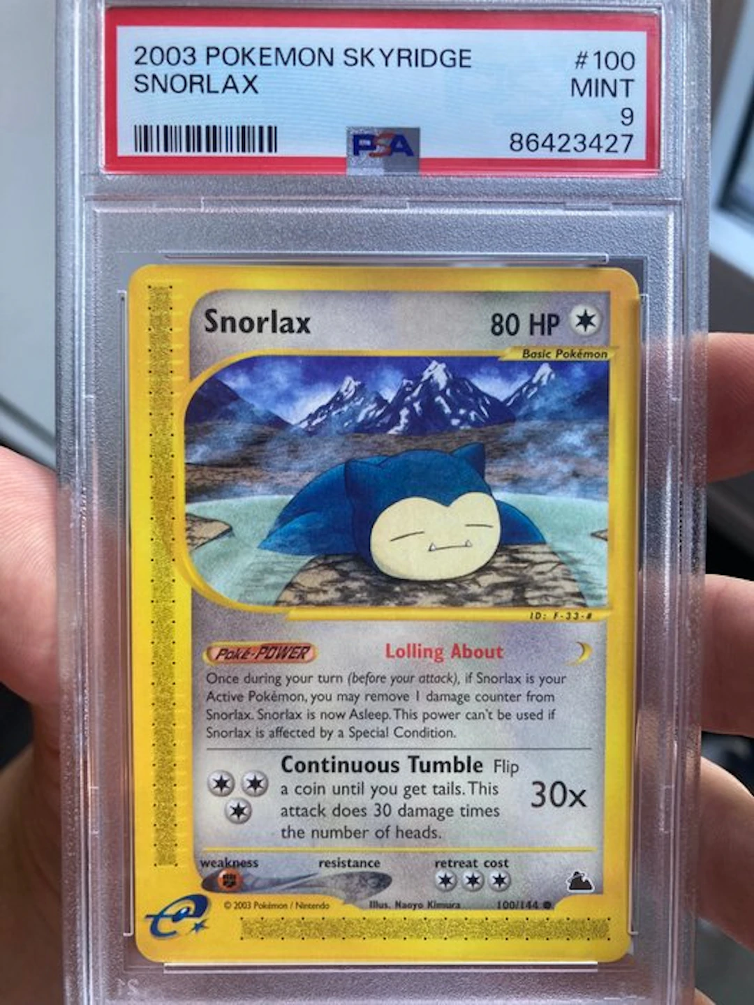 Pokémon Graded card - Snorlax 100 - PSA 9 - WOTC - Skyridge