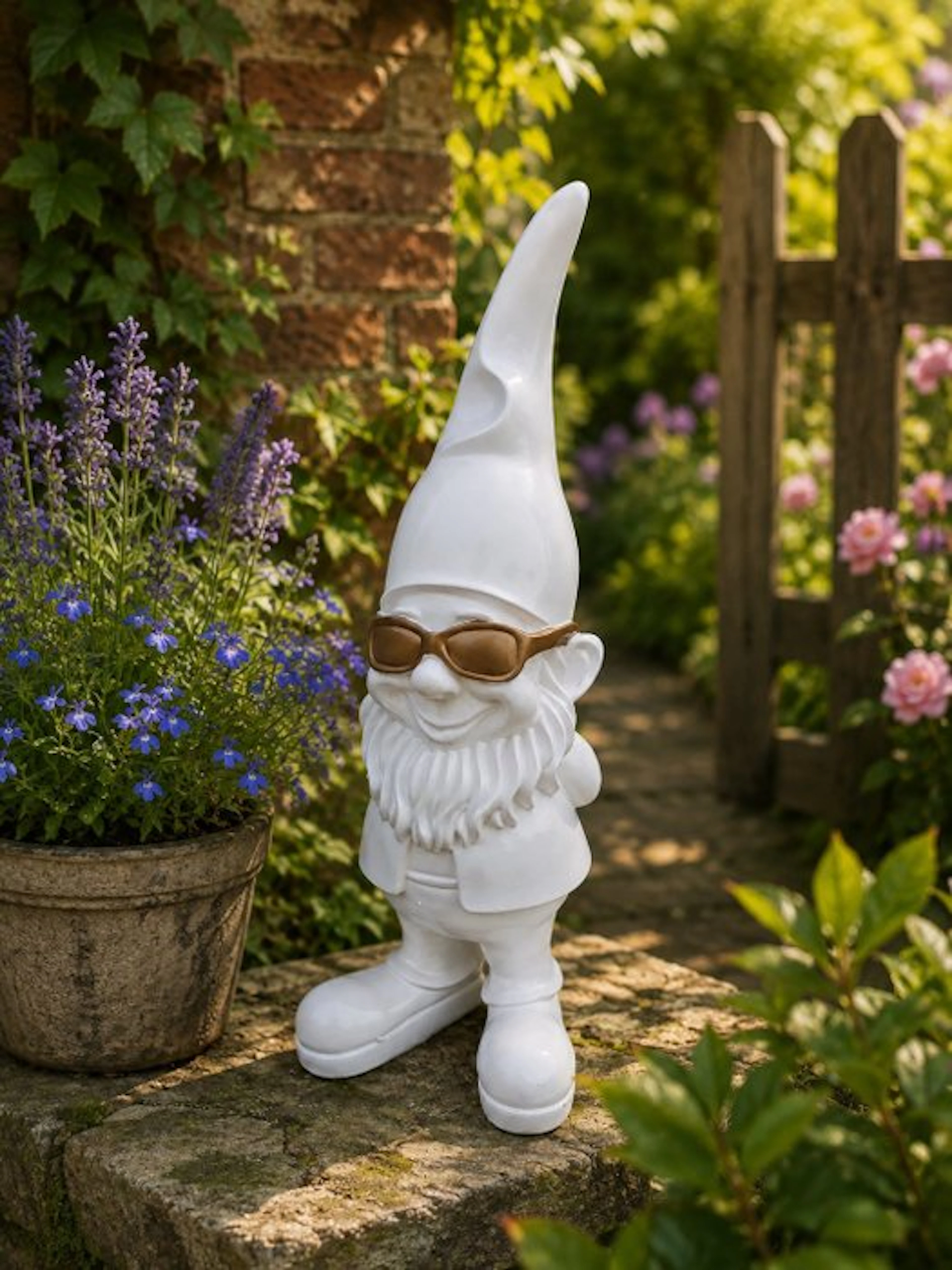 Statue, funny gnome with sunglasses - 41 cm - polyresin