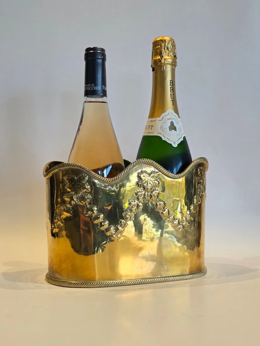 Champagne cooler - Gilt brass - For 2 bottles