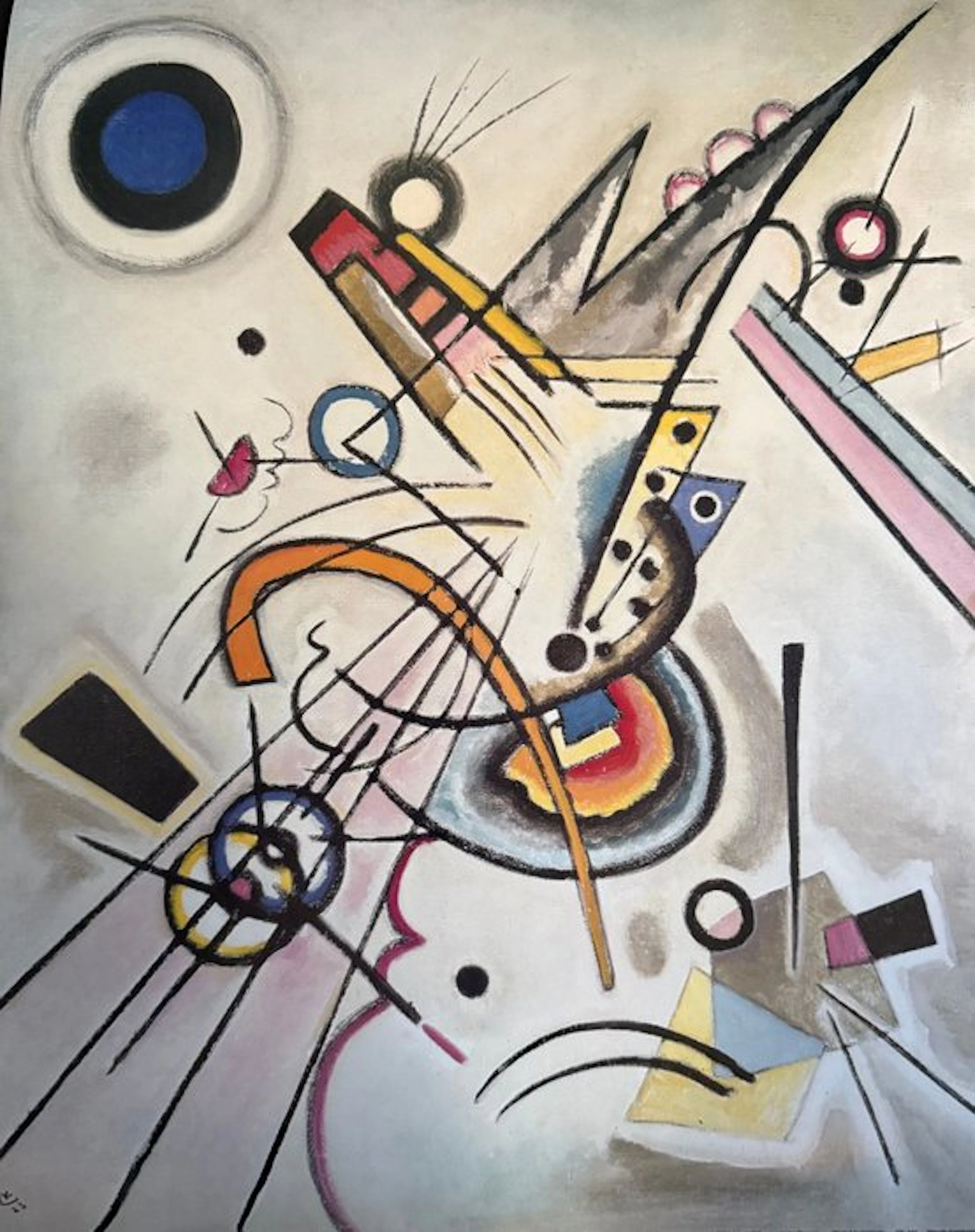 Wassily Kandinsky (1866-1944) - “Diagonal, 1923”. Gesigneerd in de plaat.