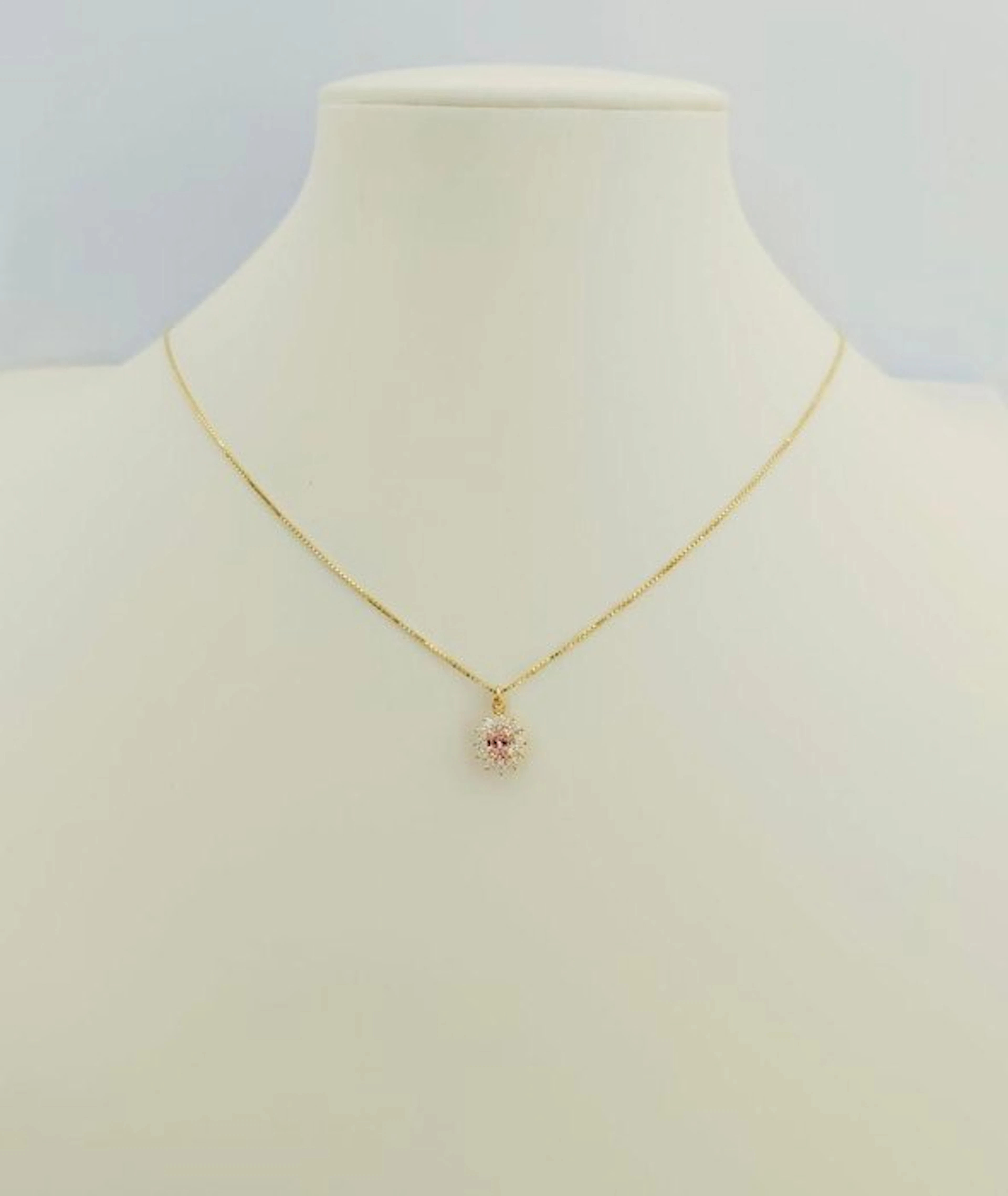 Necklace - 18 kt. Yellow gold Diamond (Natural) - Sapphire