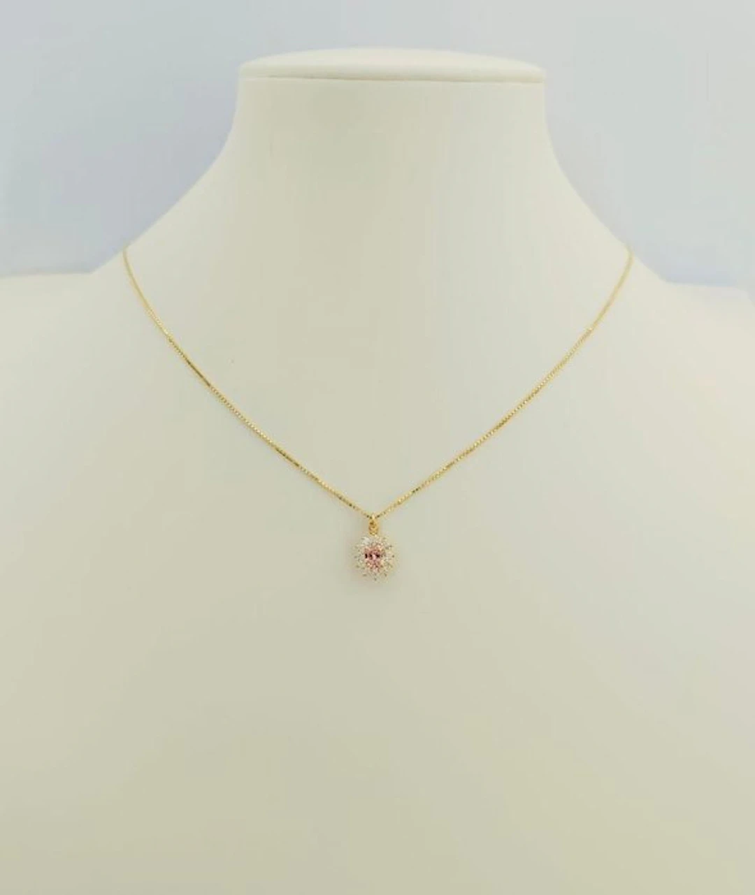 Necklace - 18 kt. Yellow gold Diamond (Natural) - Sapphire
