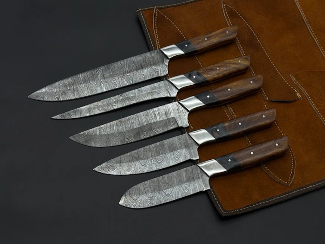 Japanese Style Kitchen Knife SET With Leather BAG...