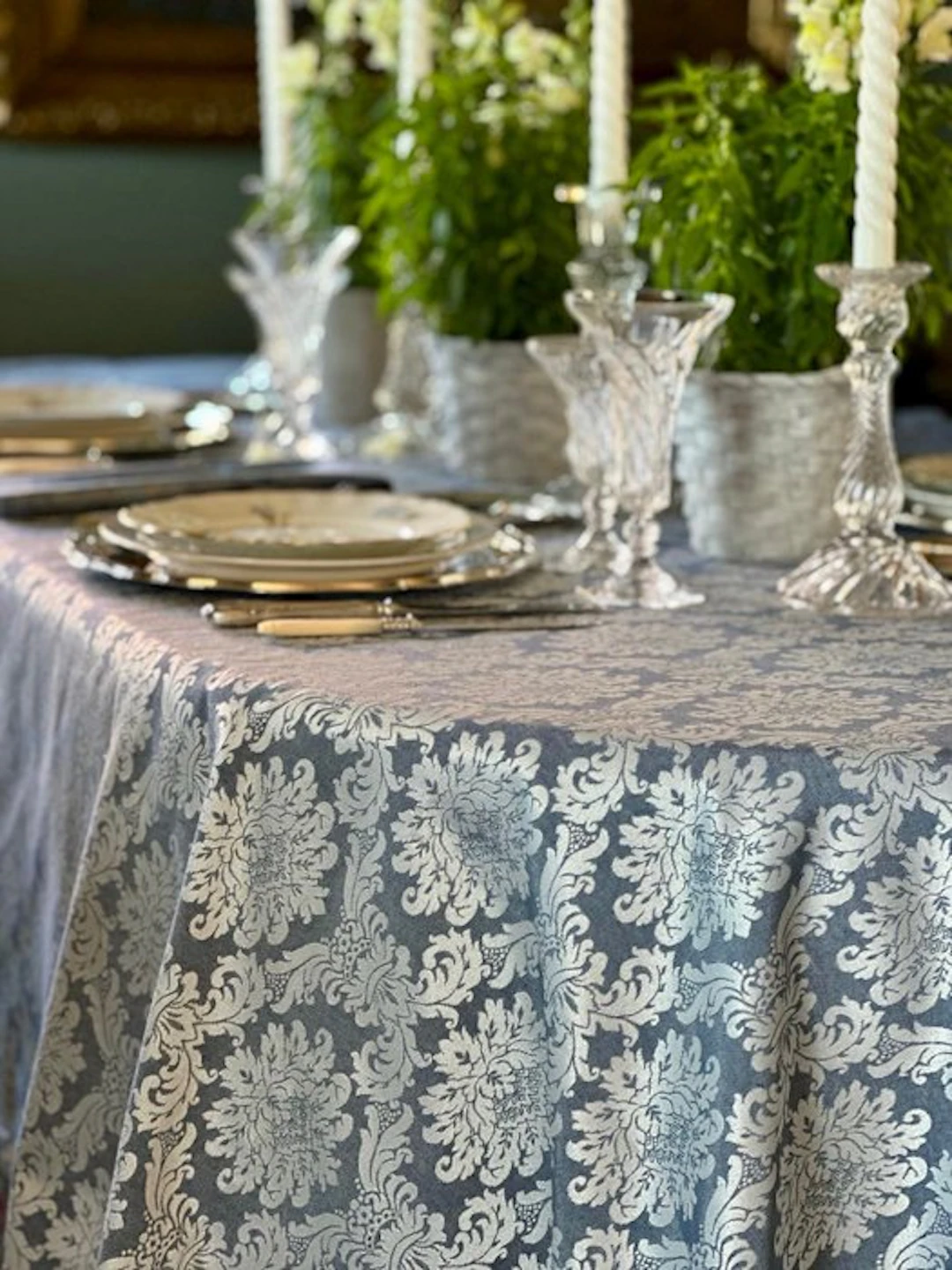 Tablecloth for large tables, classic damask. - Tablecloth - 270 cm - 180 cm