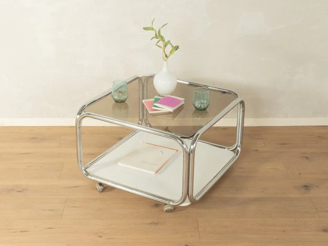 Coffee table - Steel, smoked glass - 1970s Space Age