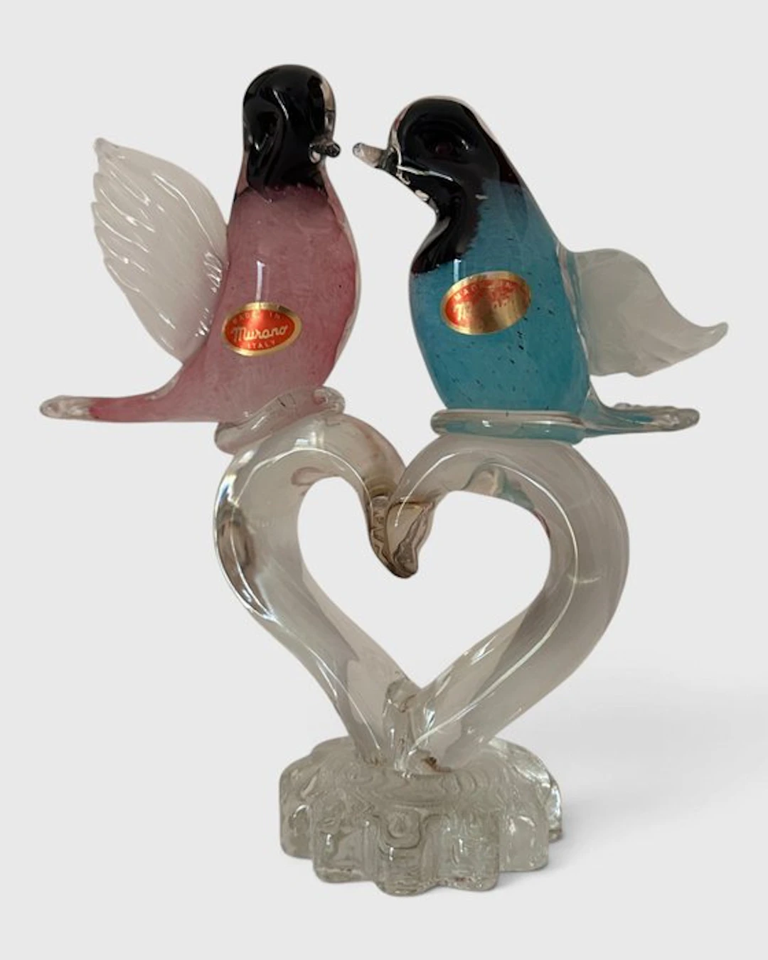 Sculpture, Lovebirds - 22 cm - Glass - 1970