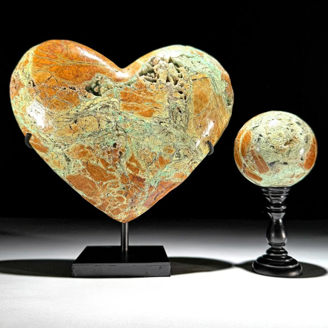 NO RESERVE PRICE - Wonderful Pair of Green Smithsonite...
