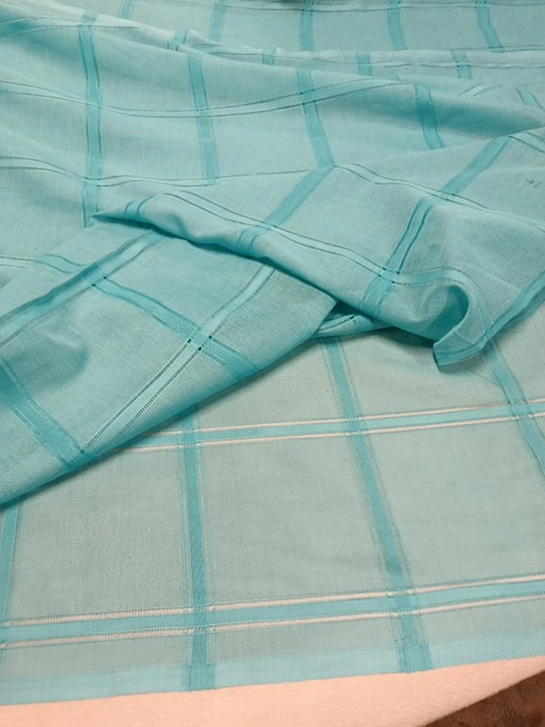 Stupenda tenda azzurra vintage - Curtain fabric - 420 cm - 210 cm