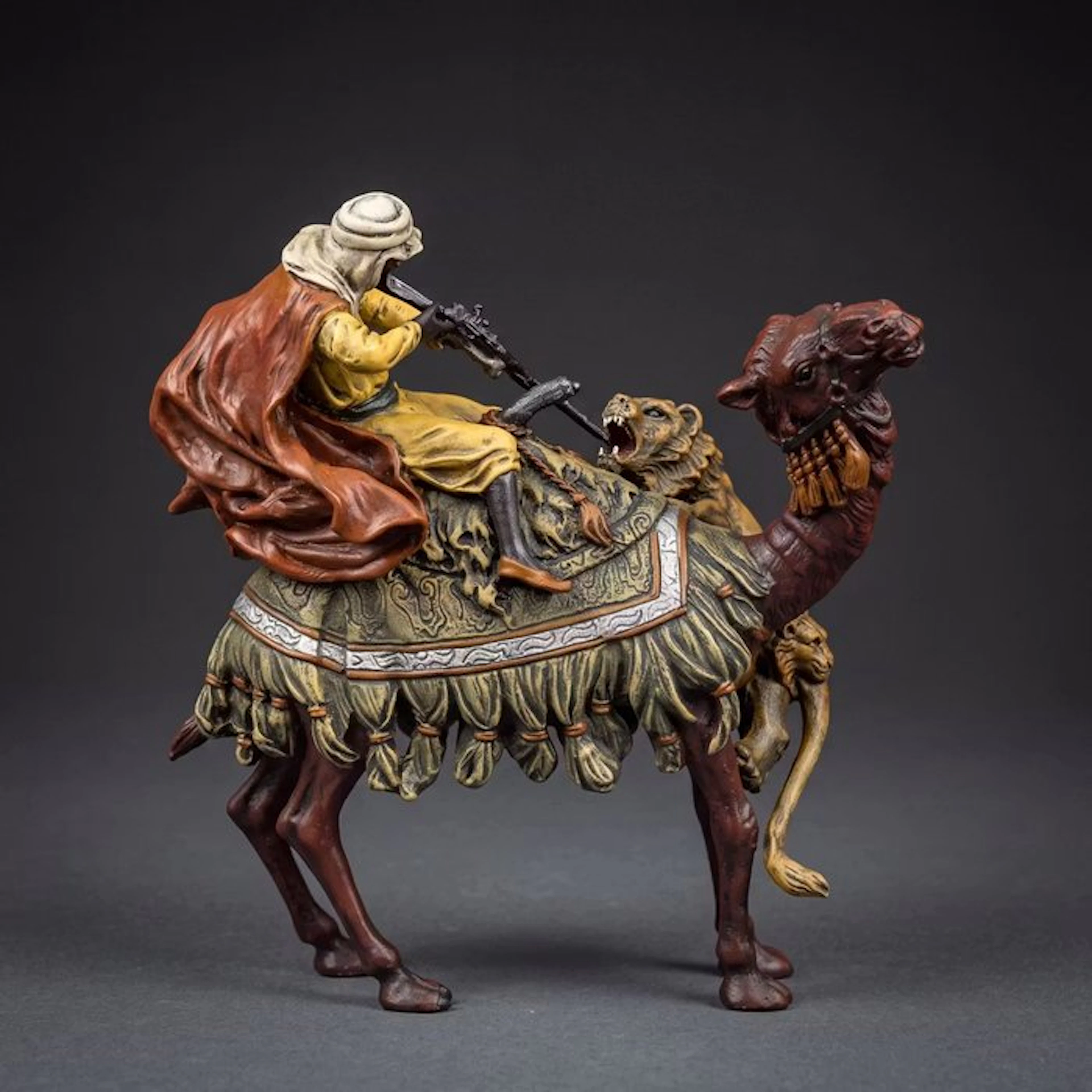 Statue, Arabische jager op kameel - 17 cm - Bronze