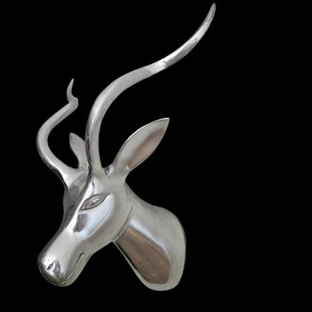 Figure - decoratieve wandsculptuur van een antilopenkop - Aluminium