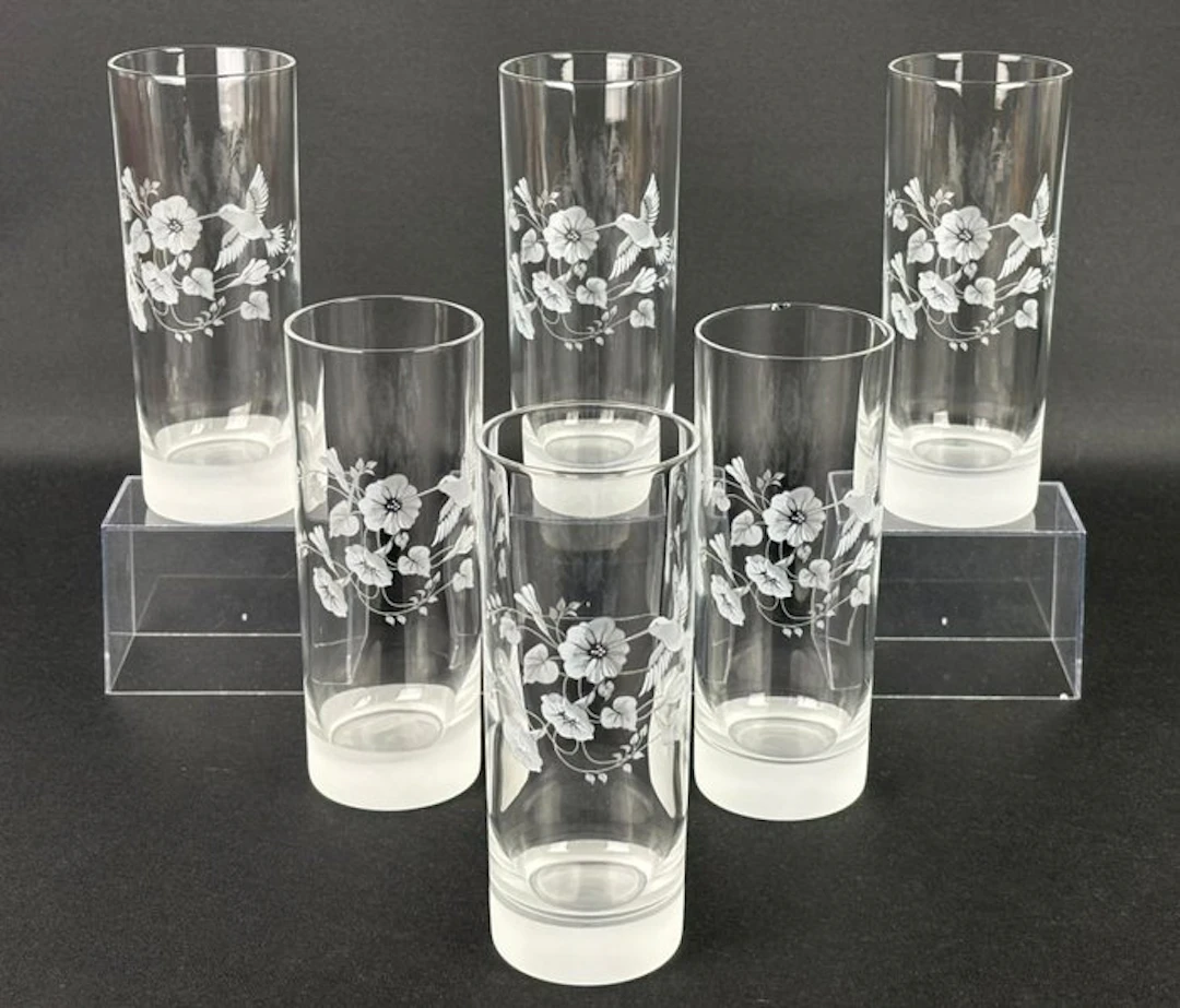 Avon - Drinking set for 6 (6) - Hummingbird - Crystal...