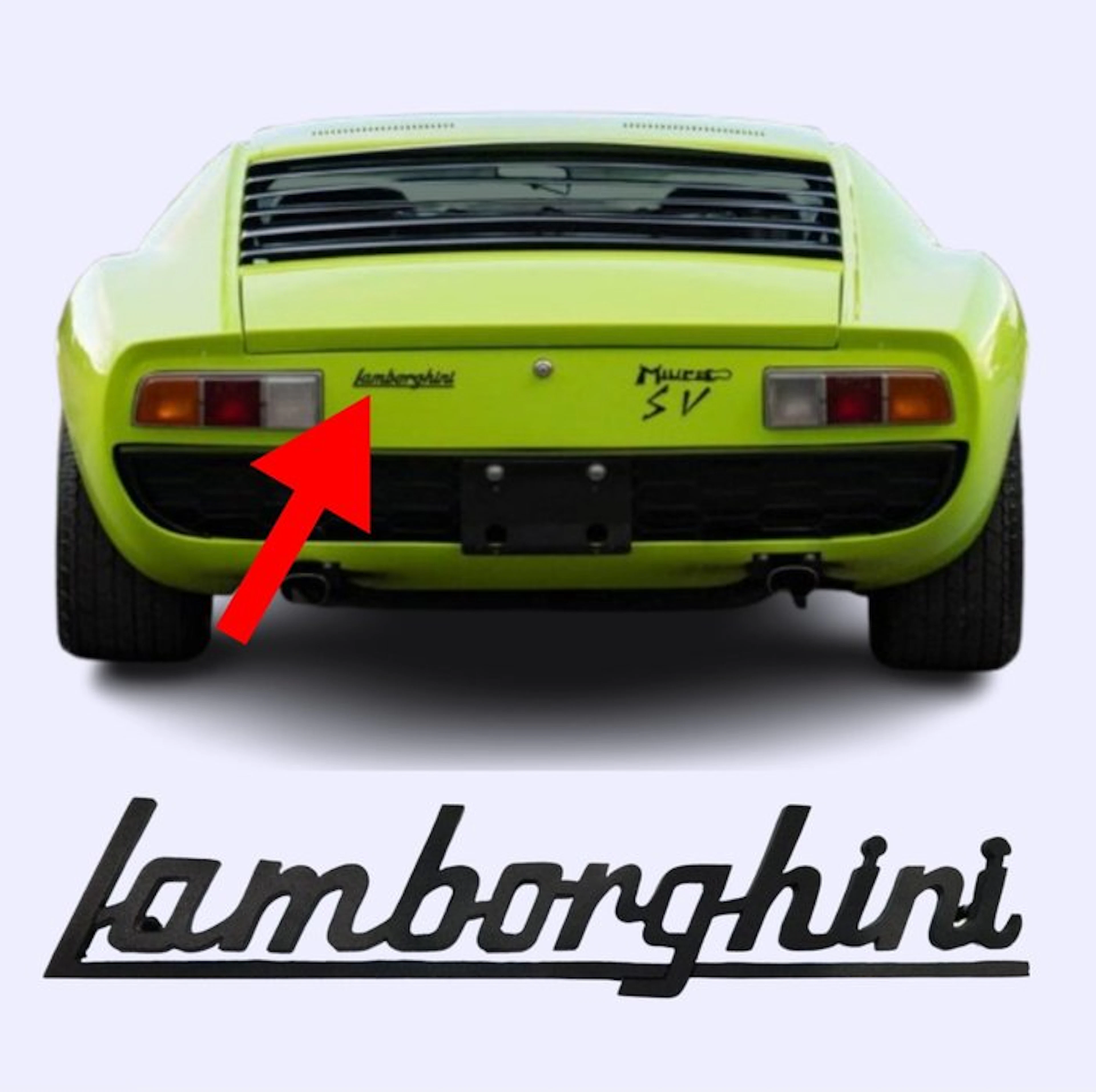 Lamborghini script for Miura (Black) Original Rear script...