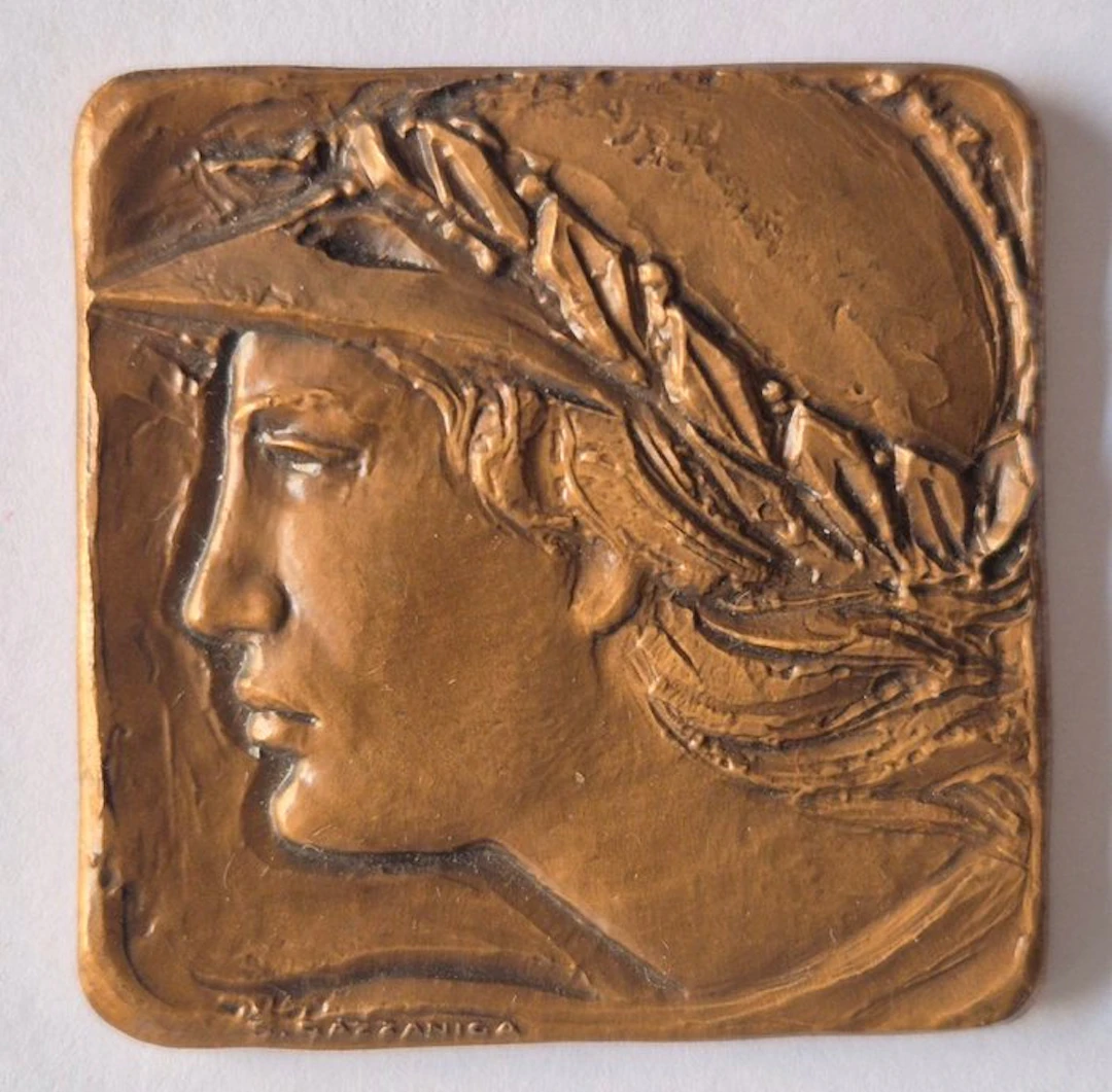 Italy. Plaquette Goddess - Silvio Gazzaniga - ART DECO (No reserve price)