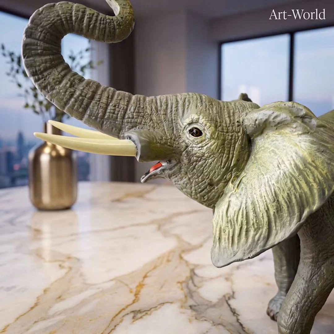 Statue, XL olifant 33 cm / 3.2 kg. Meesterlijk vervaardigd - 22 cm - Bronze