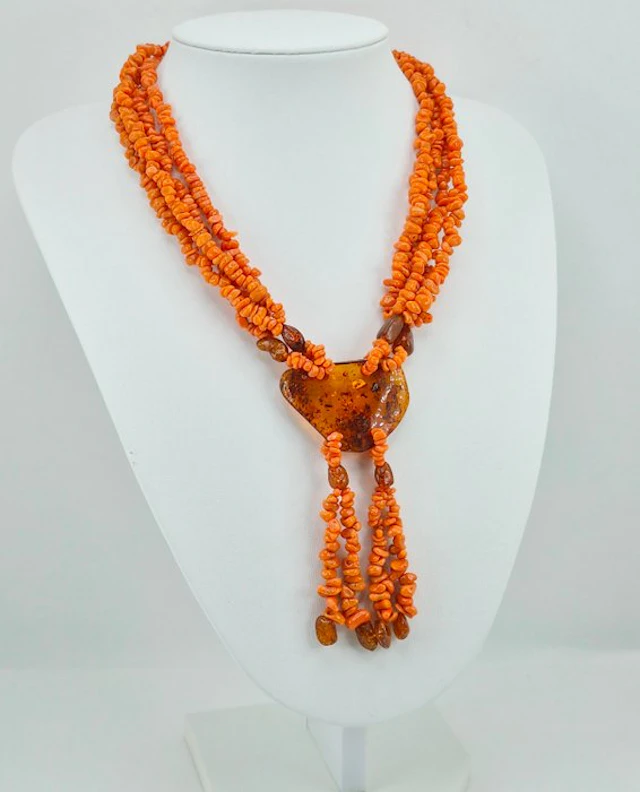 Coral - Silver, Gold-plated - Necklace - Corallo Sciacca and Ambra