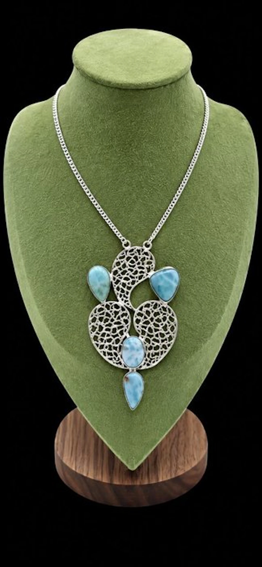 Natural Larimar Teardrop Necklace - Necklace - Necklace