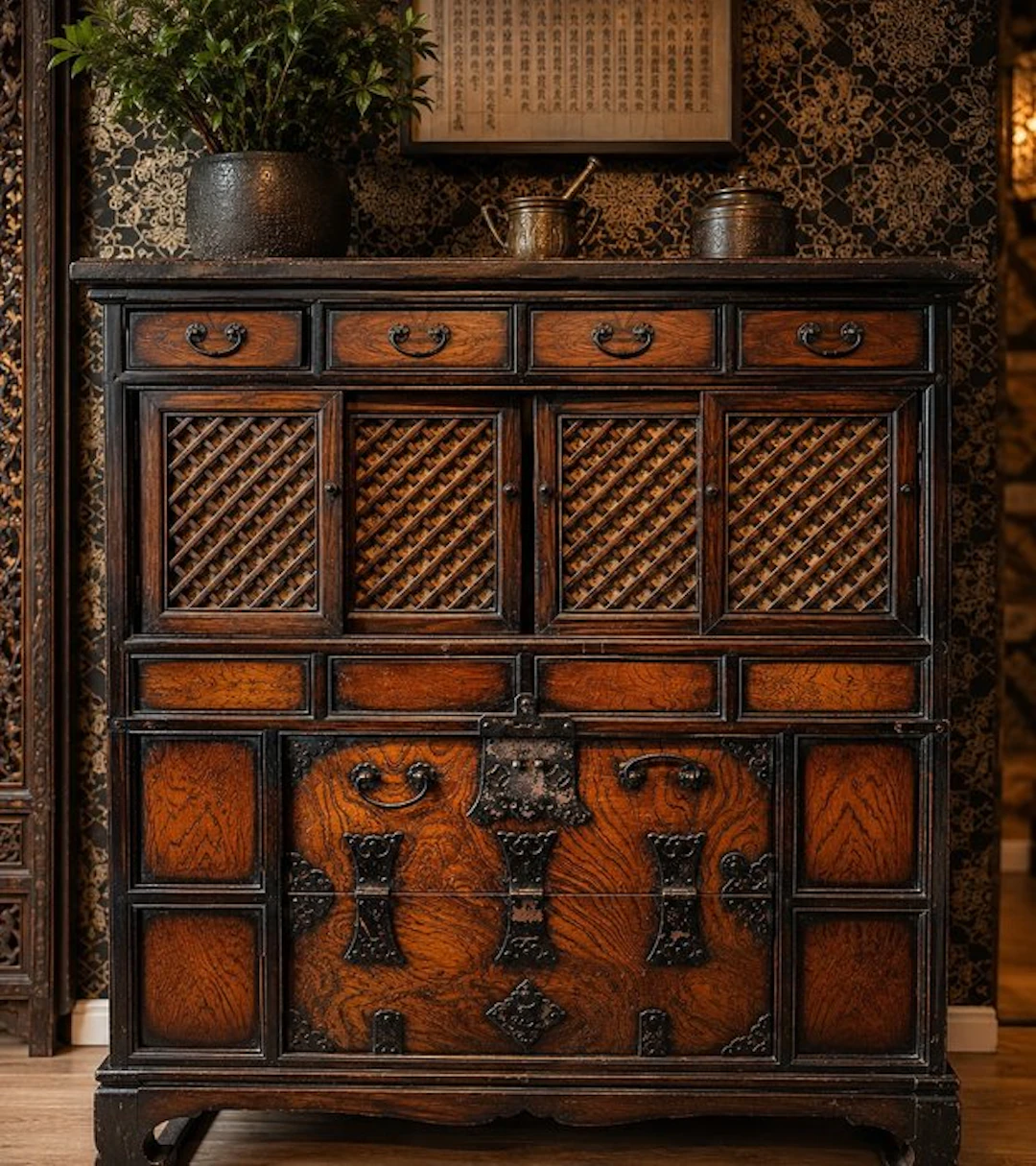 Cabinet - Wood, Wrought iron - South Korea - Korean Morijang cabinet