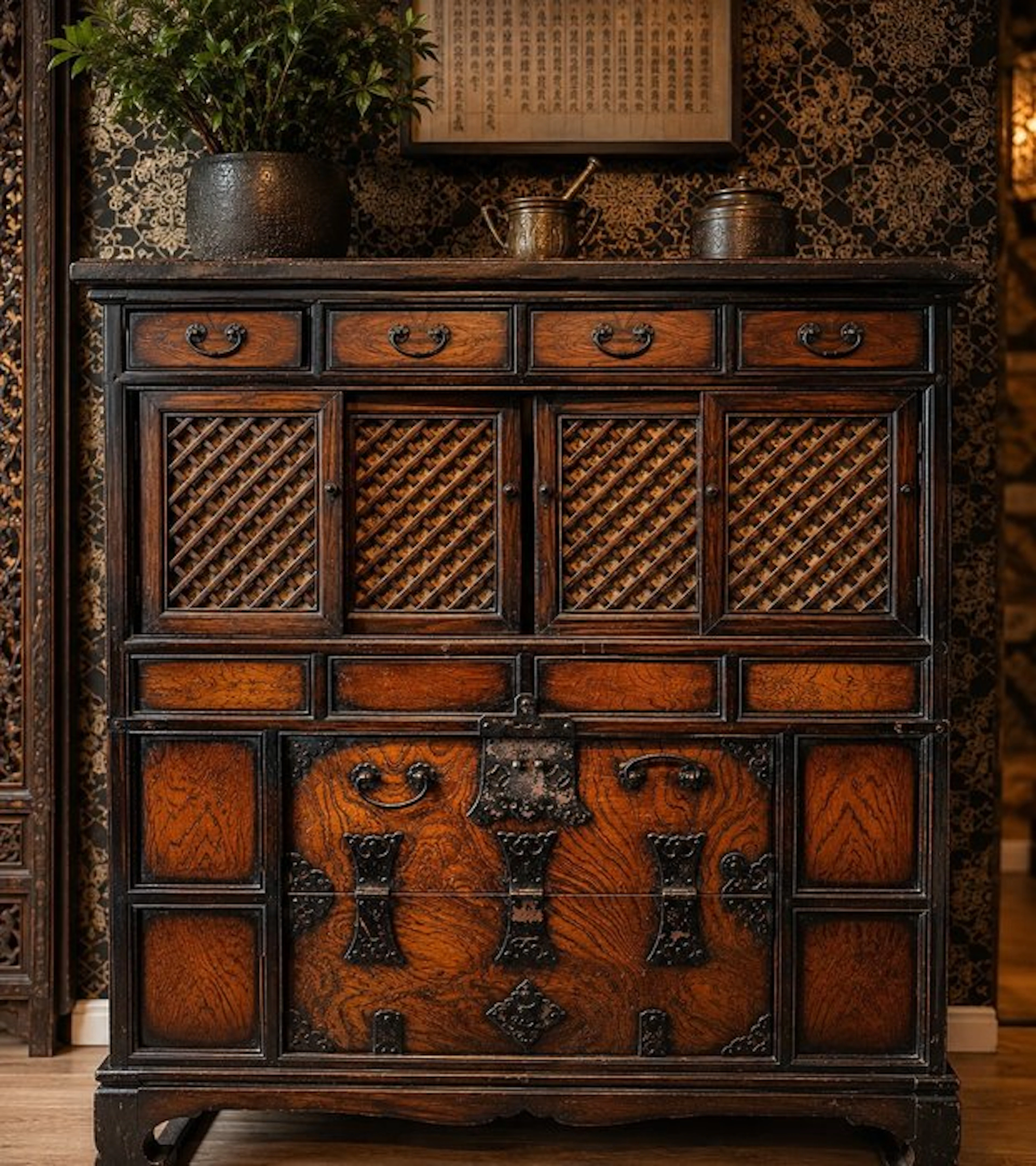 Cabinet - Wood, Wrought iron - South Korea - Korean Morijang cabinet