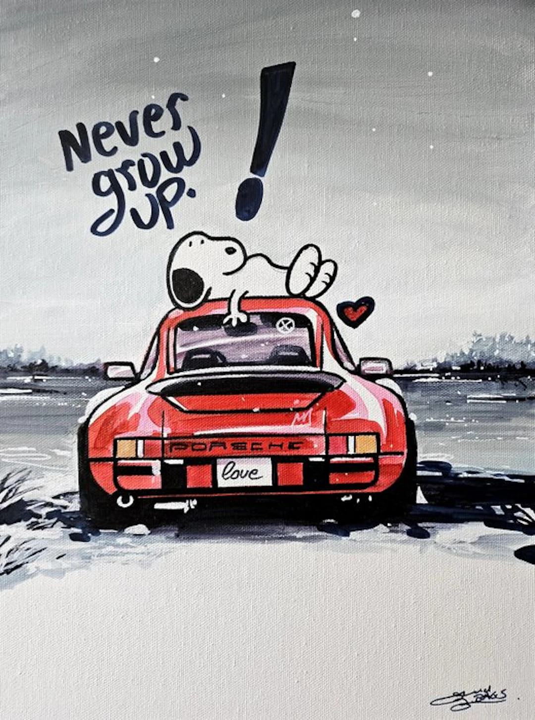 Original Painting - Porsche - Porsche 911 - Snoopy Pop Art - Baes Gerald - 2016