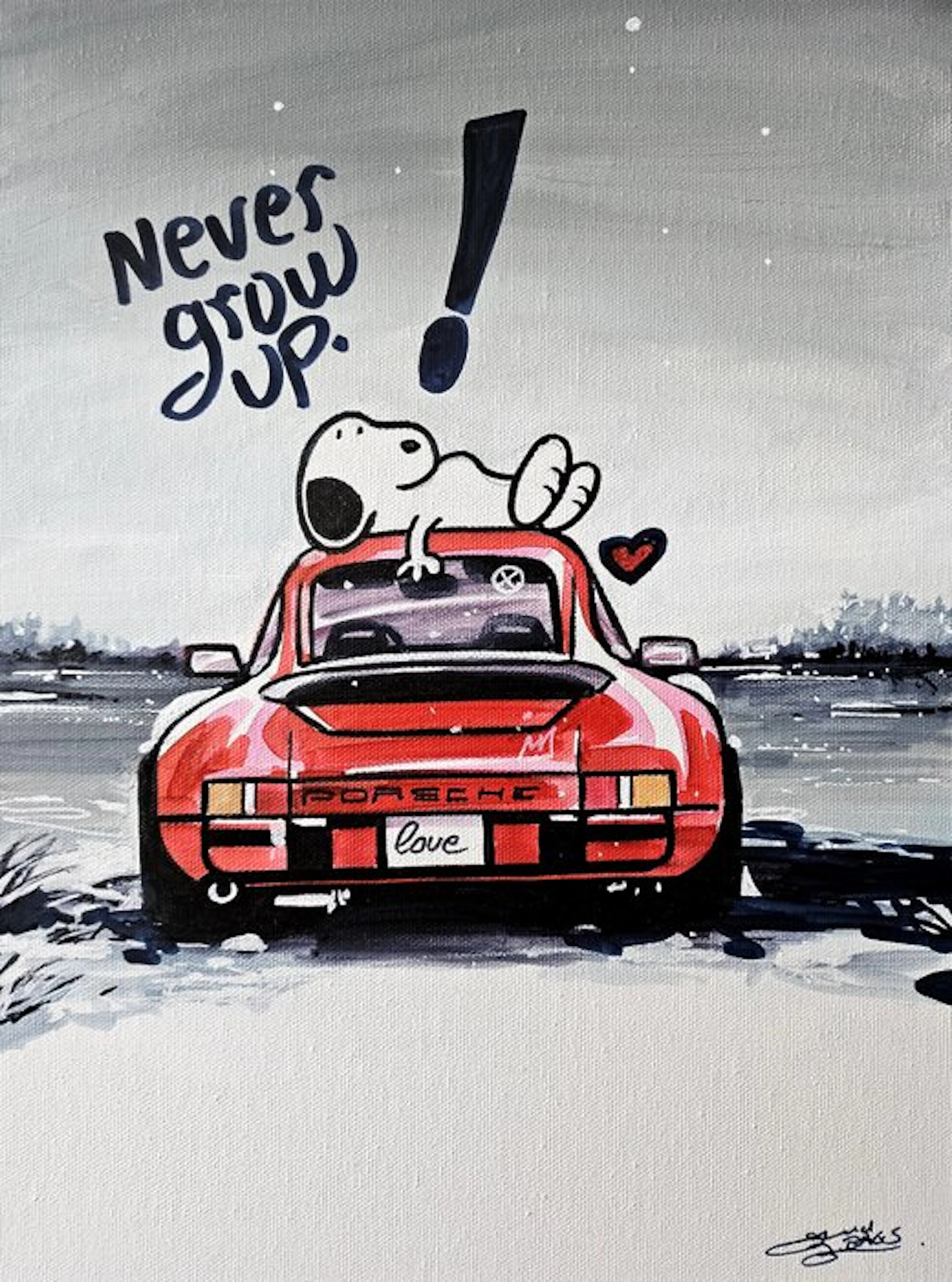 Original Painting - Porsche - Porsche 911 - Snoopy Pop Art - Baes Gerald - 2016