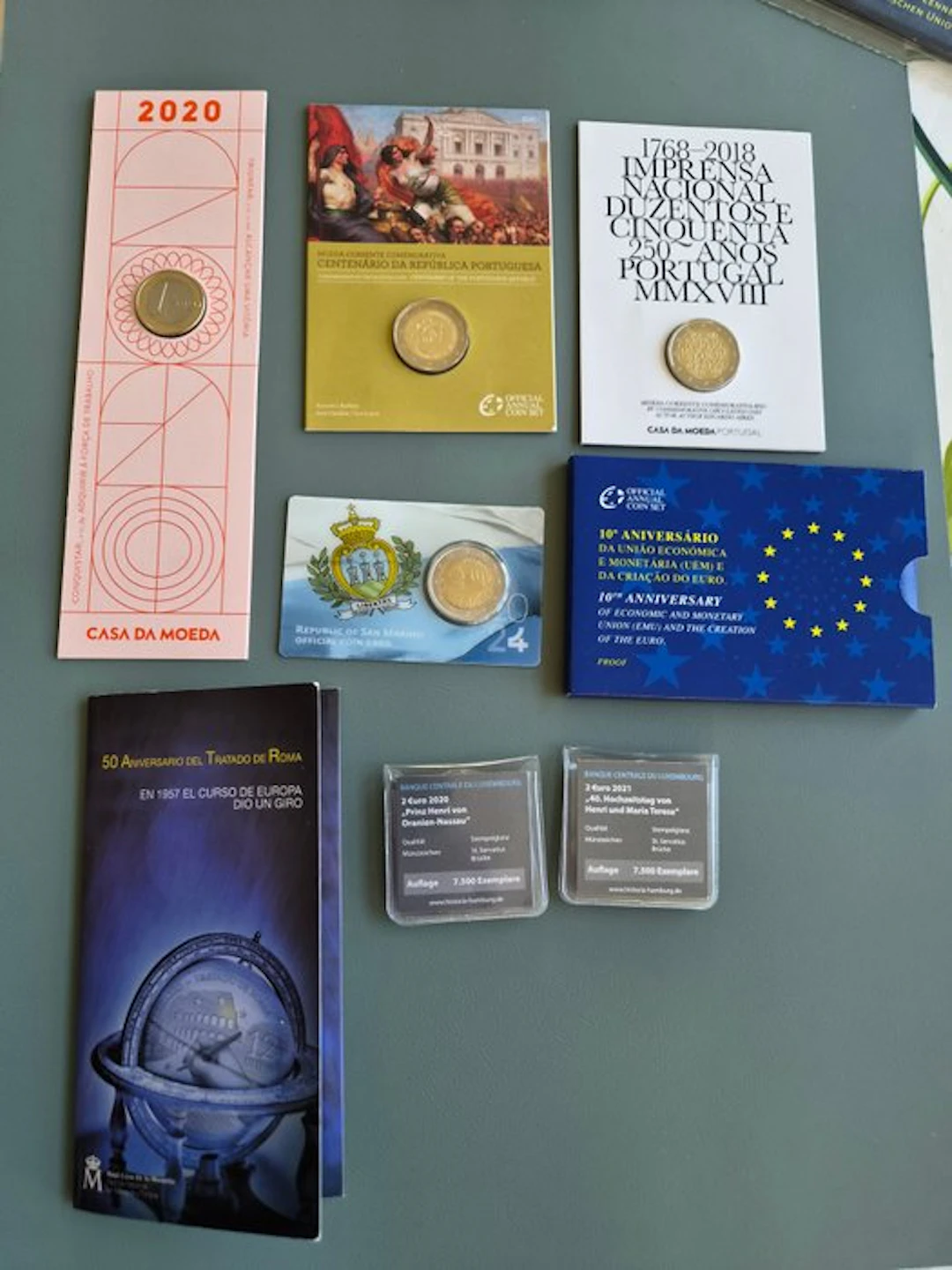 Europe. 1 Euro / 2 Euro 2007/2024 (8 items) (No reserve price)