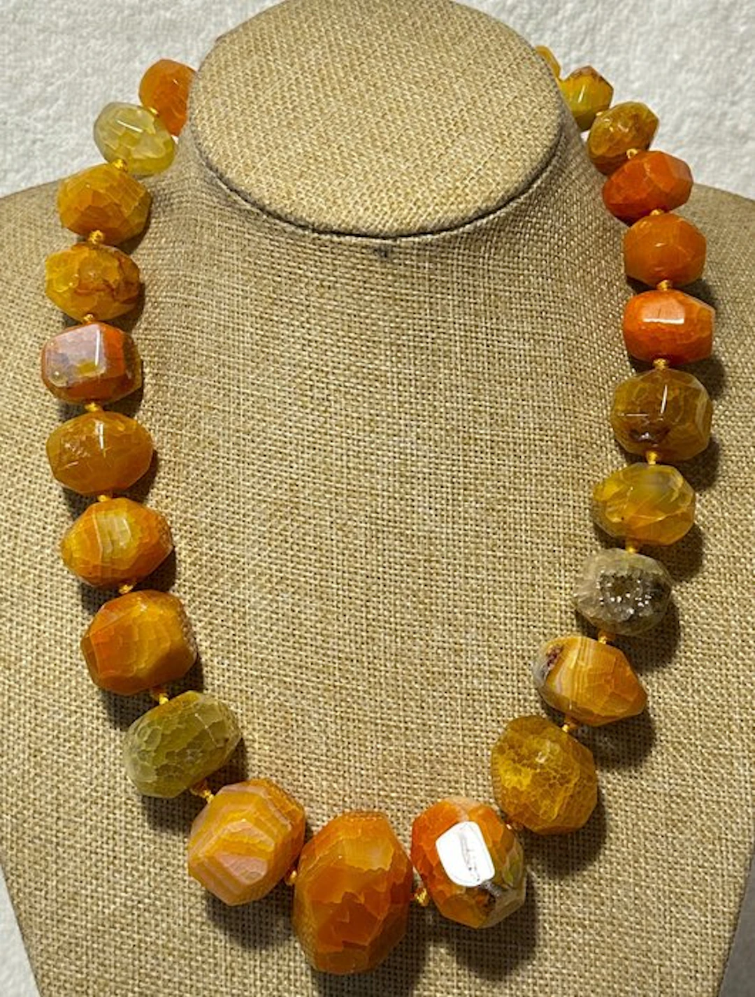 Orange Brazilian Agate and Natural Blue Nephrite / 1840...