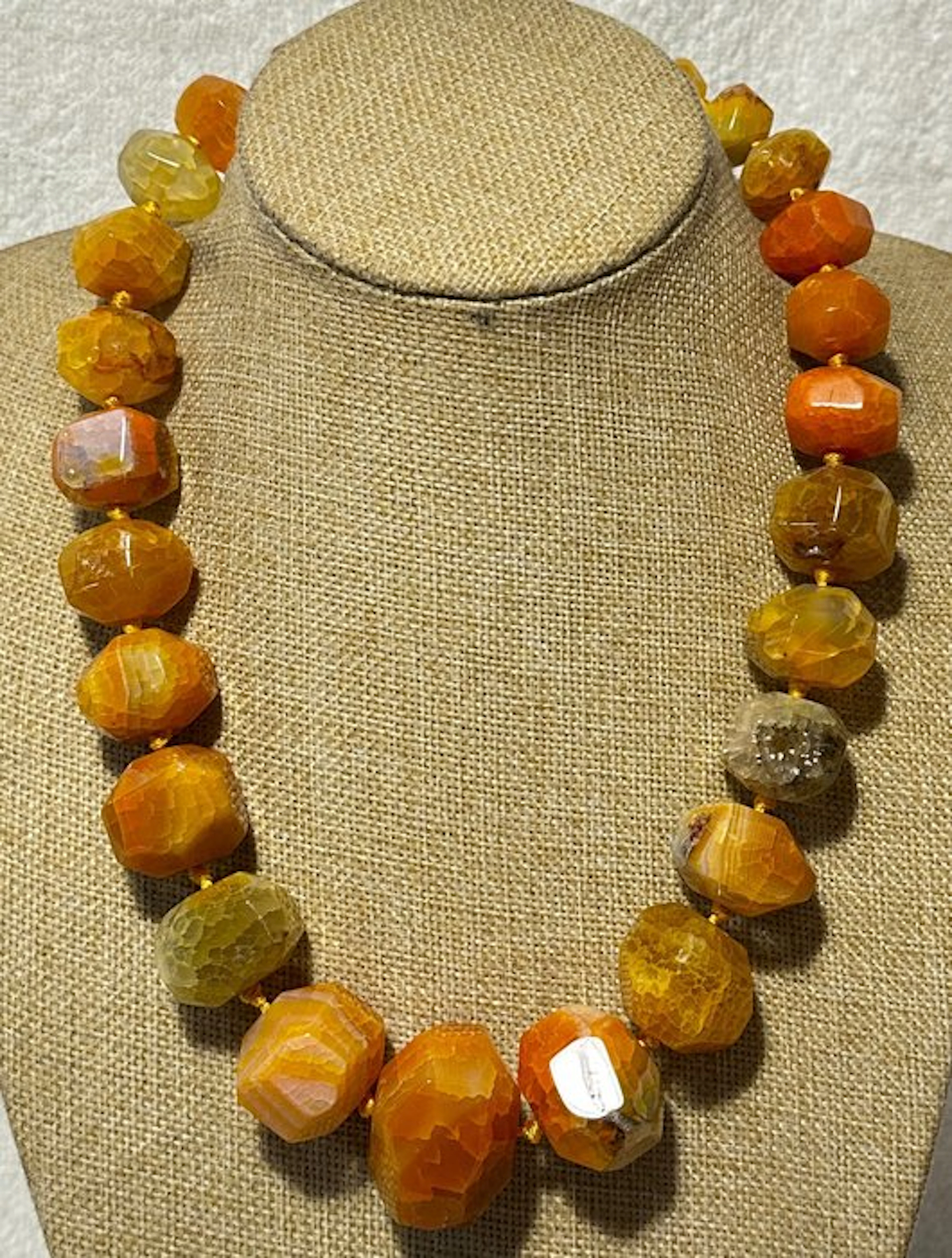 Orange Brazilian Agate and Natural Blue Nephrite / 1840...