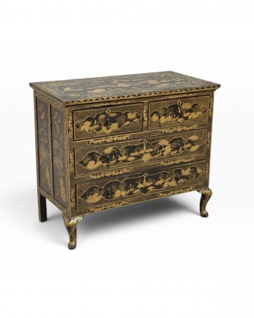 Chest of drawers - in black lacquer and gold on Chinese...