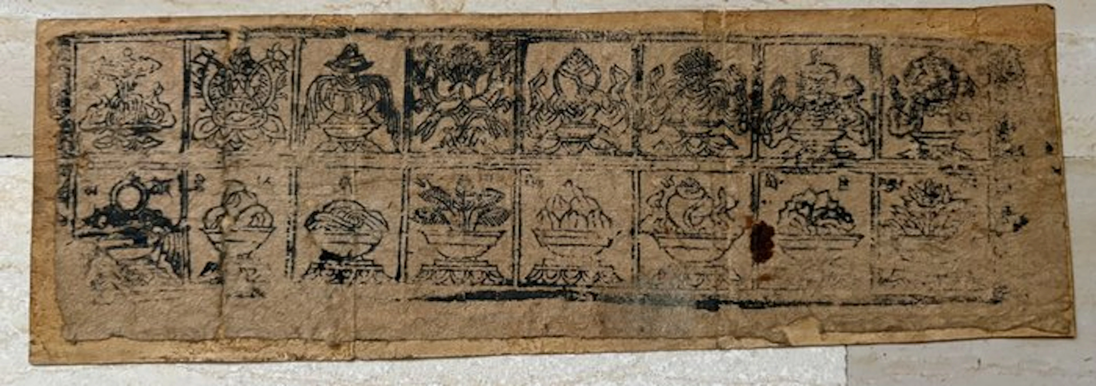 Mongolian–Tibetan Buddhist Woodblock Ritual Sheet –...