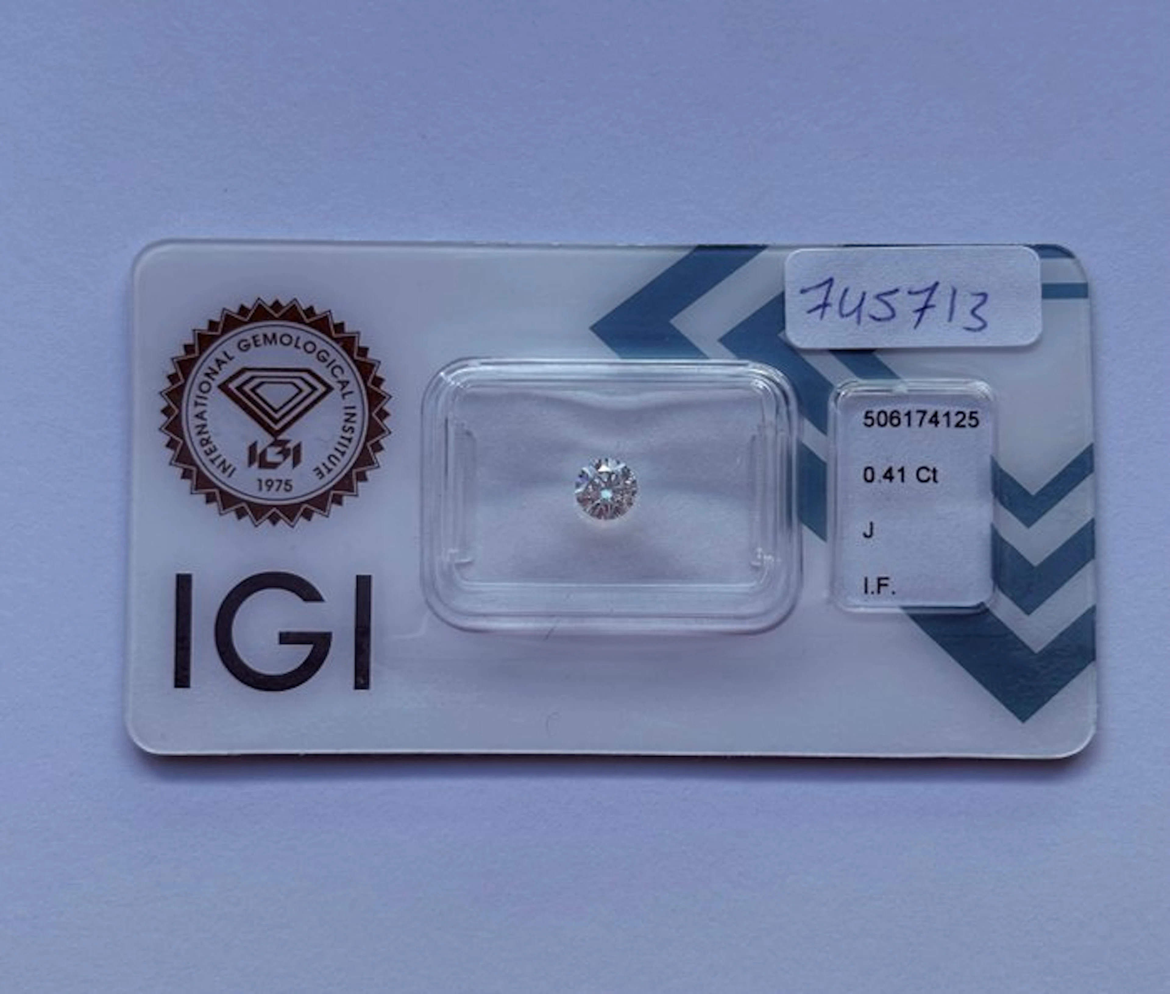 1 pcs Diamond (Natural) - 0.41 ct - Round - J - IF...