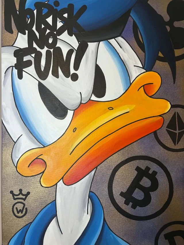 Xavier Van Walsem (1980) - Donald duck no risk no fun crypto handpainted 1/1