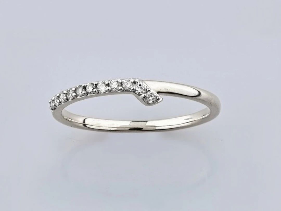 Ring - 14 kt. White gold - 0.12ct. tw. Diamond (Natural)