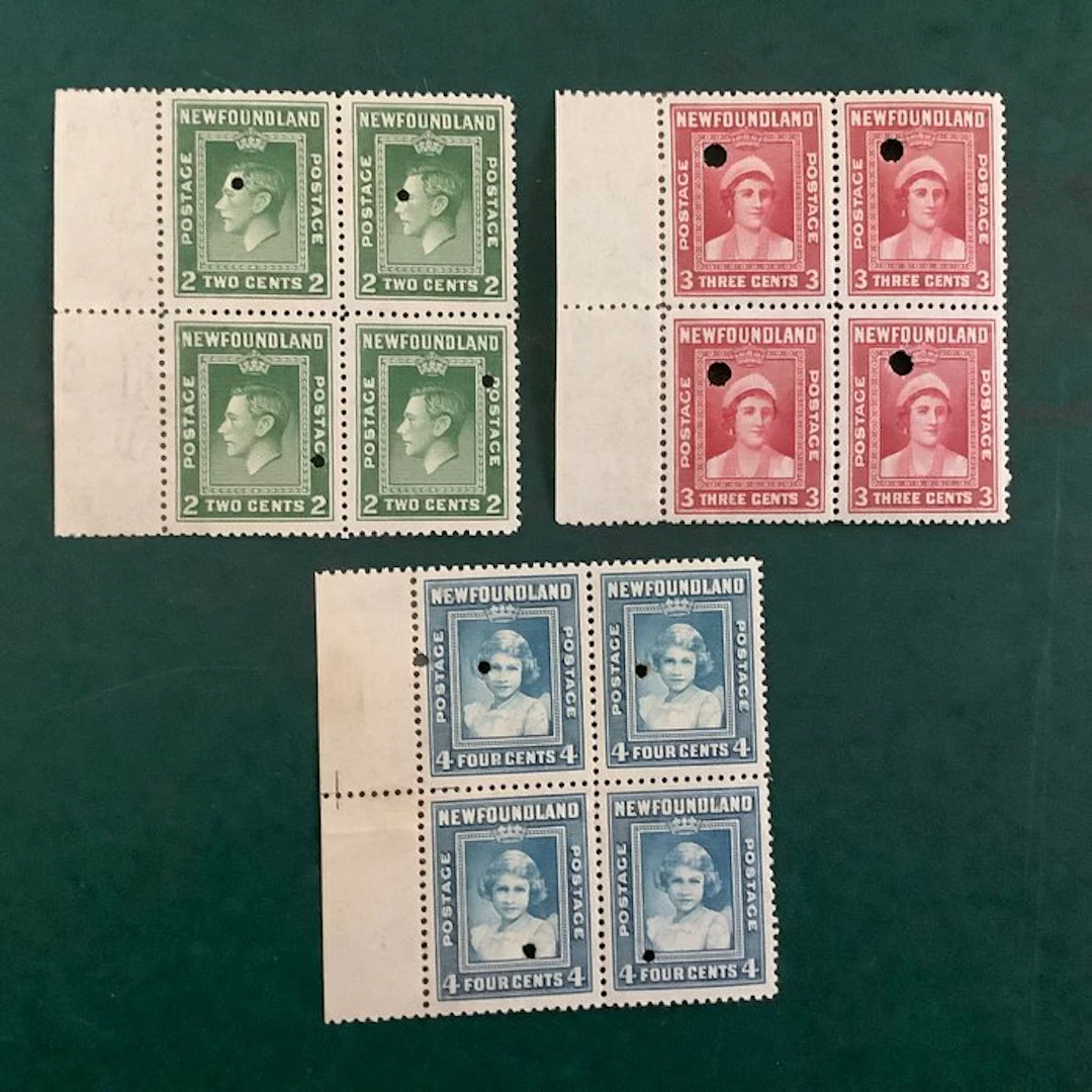 Newfoundland 1938 - Proofs; 3 blocks of four plate proofs...