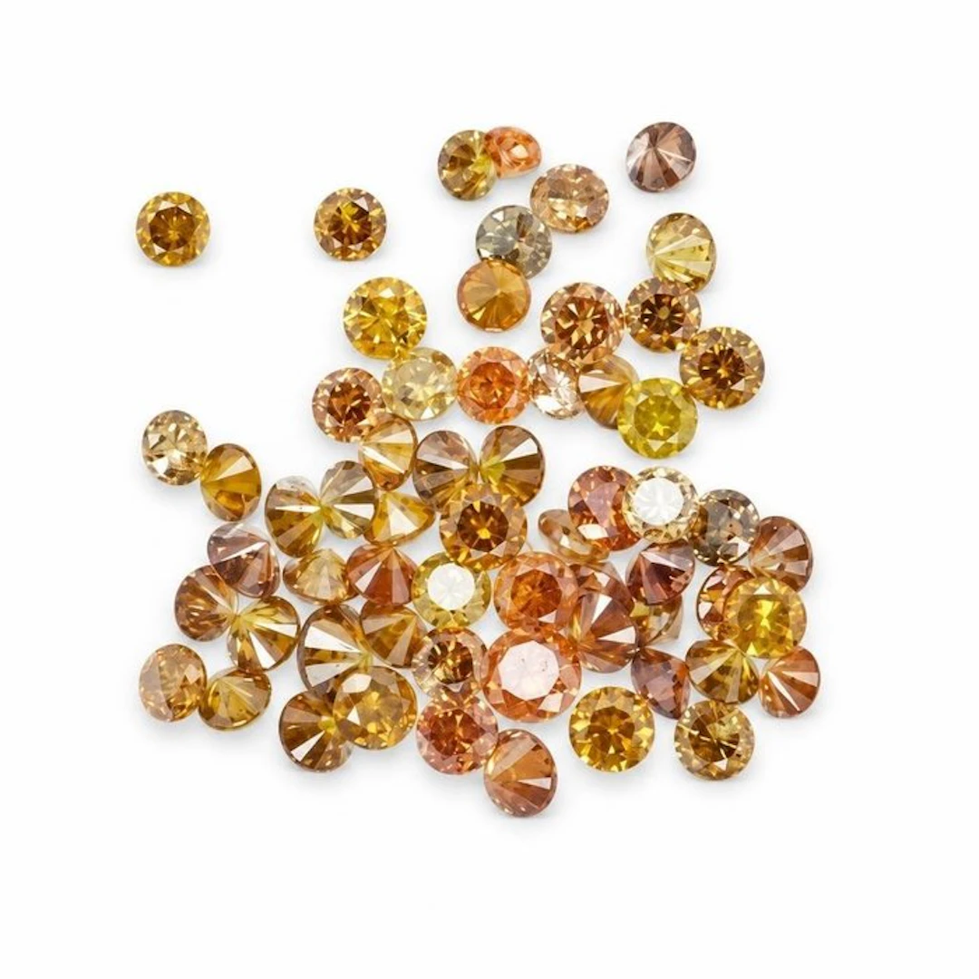 No reserve price - 61 pcs Diamond (Natural coloured) - 1.03 ct - Round - Fancy