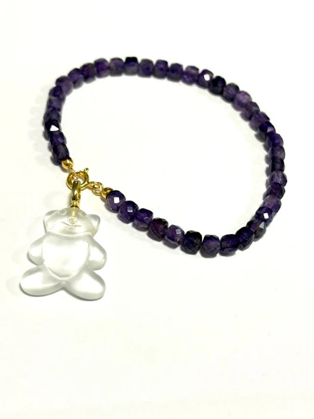 Amethyst - Silver - Charm bracelet - Amethyst and crystal