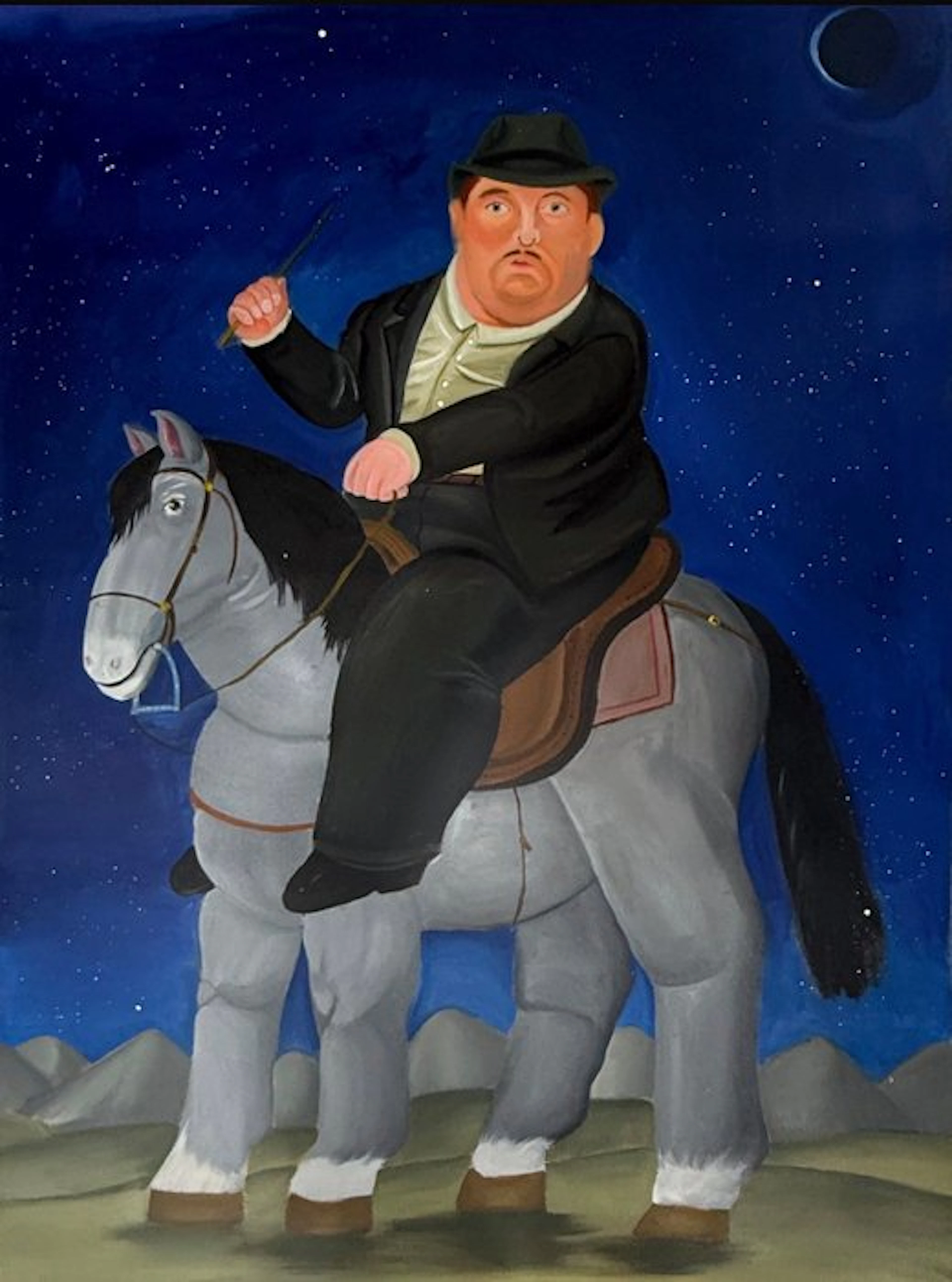 Tran Van khoa (1997) - Le Cavalier de la nuit 120 x 90 cm - Hommage Botero