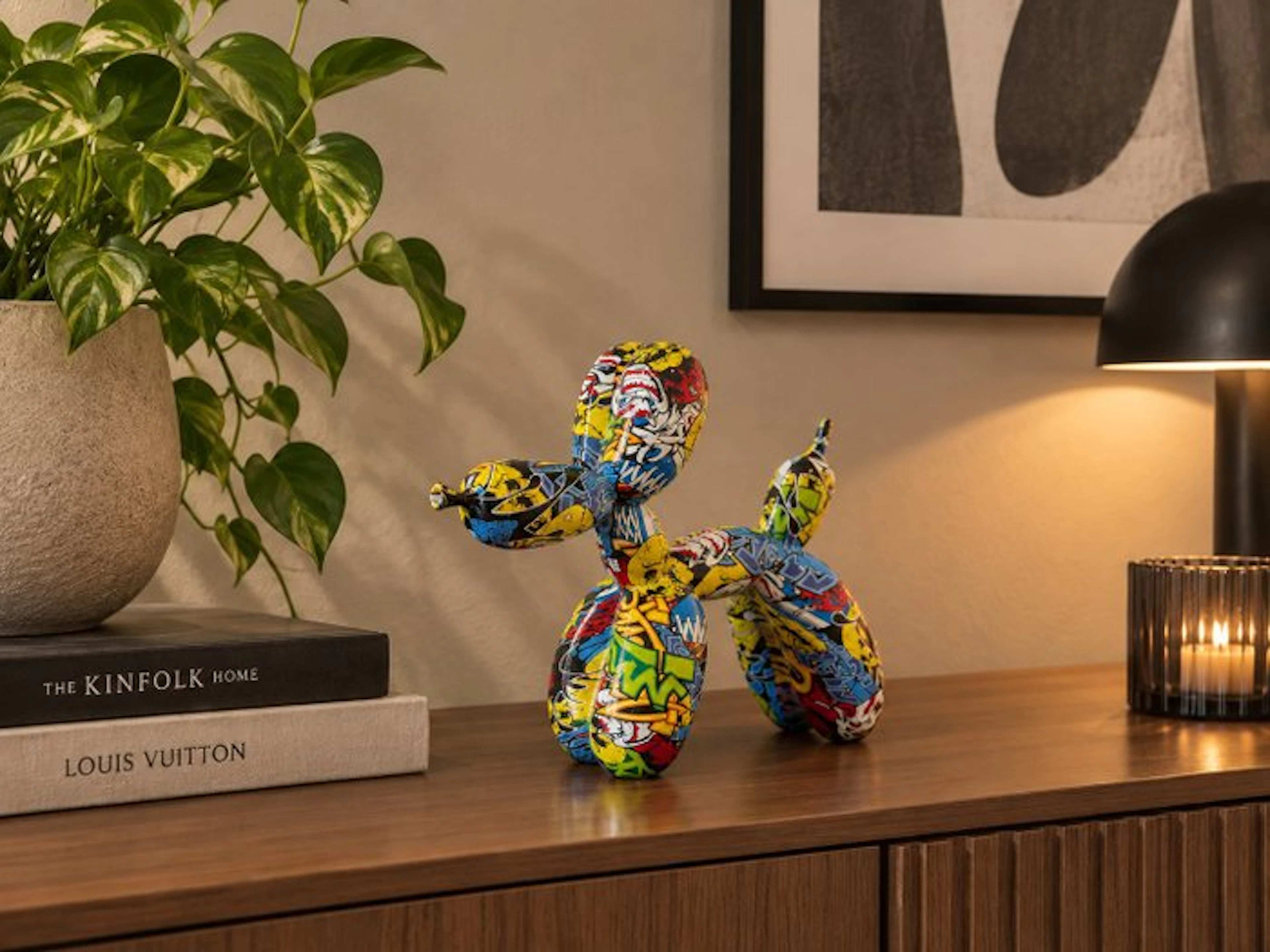 Sculpture, Graffiti Balloon Dog - 24 cm - synthetic resins