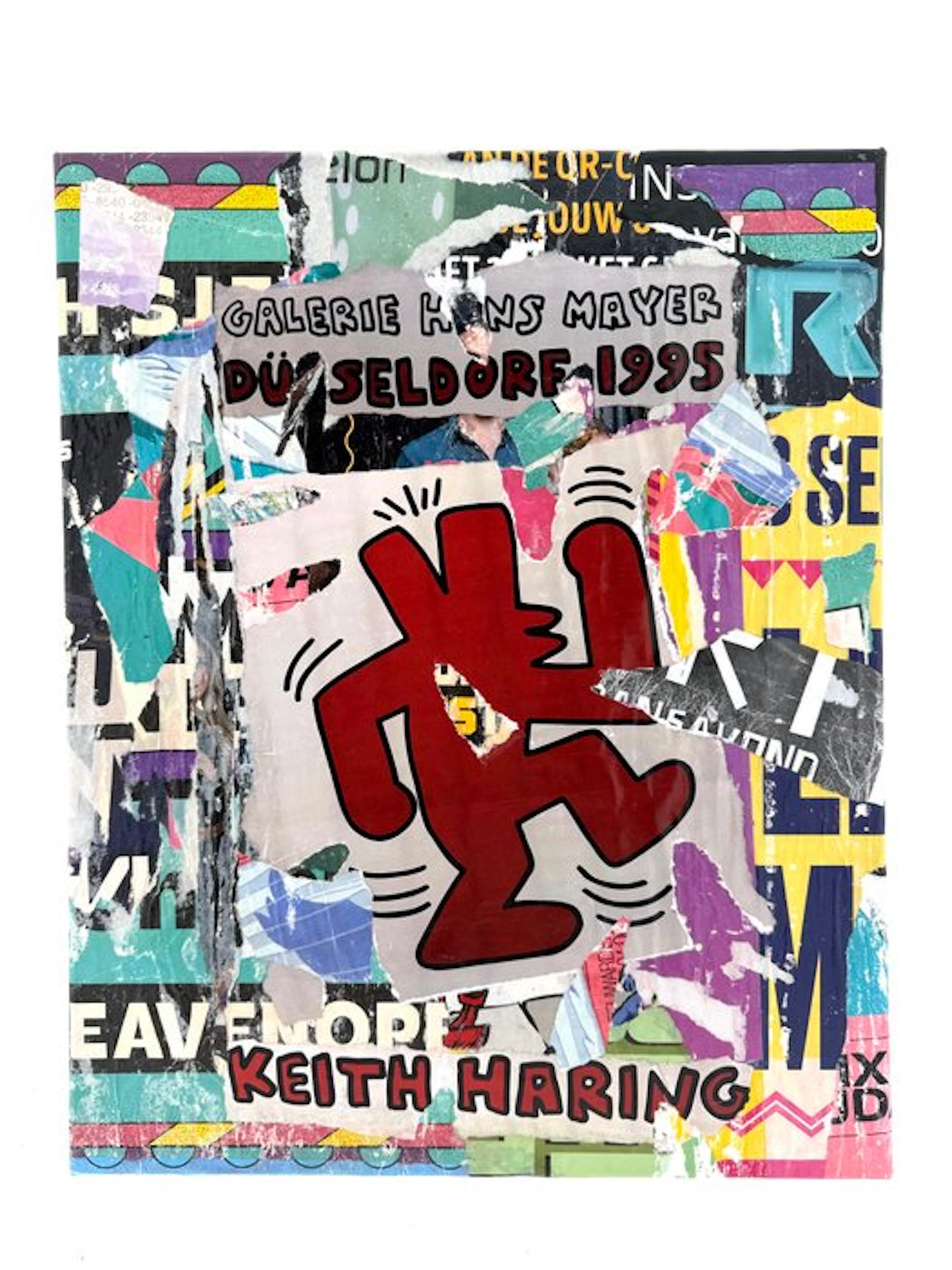Koen Betjes (1992) - Vintage Poster Collage Keith Haring (canvas)