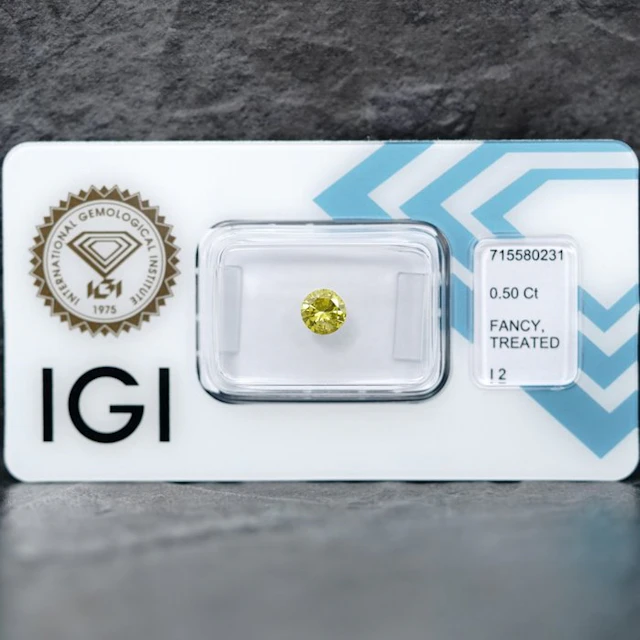 1 pcs Diamond (Colour-treated) - 0.50 ct - Round - Fancy...