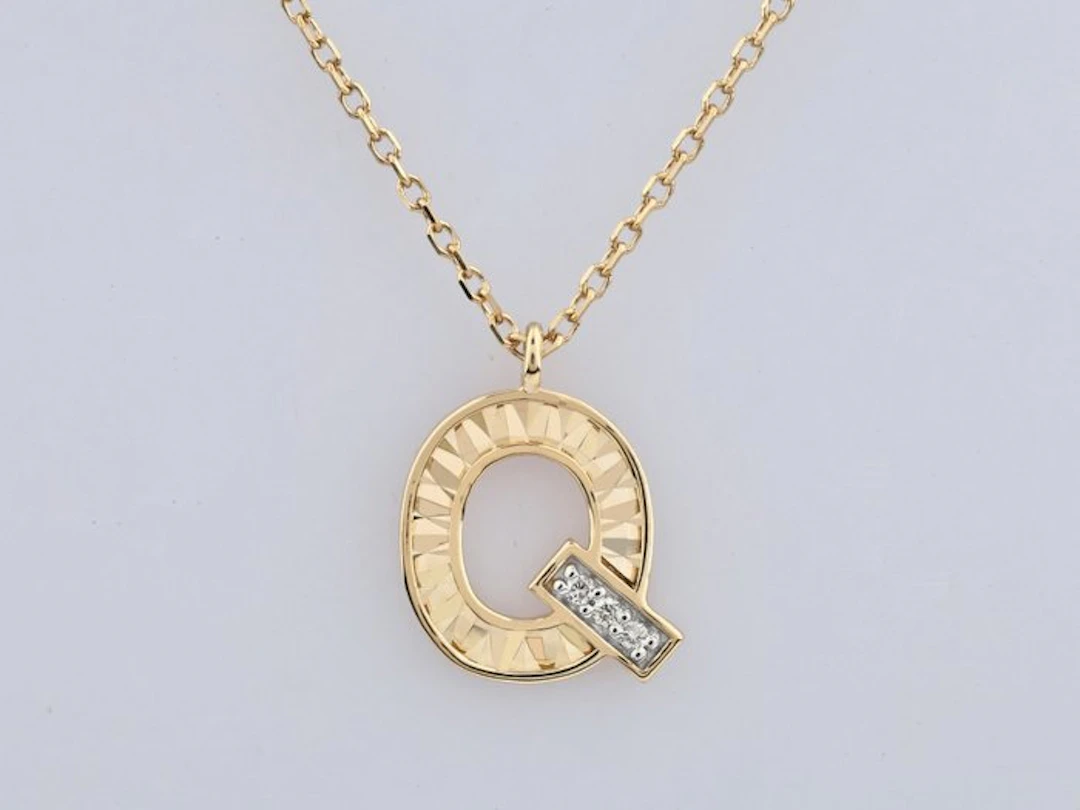 Necklace with pendant - 14 kt. Yellow gold - 0.01ct. tw. Diamond (Natural)