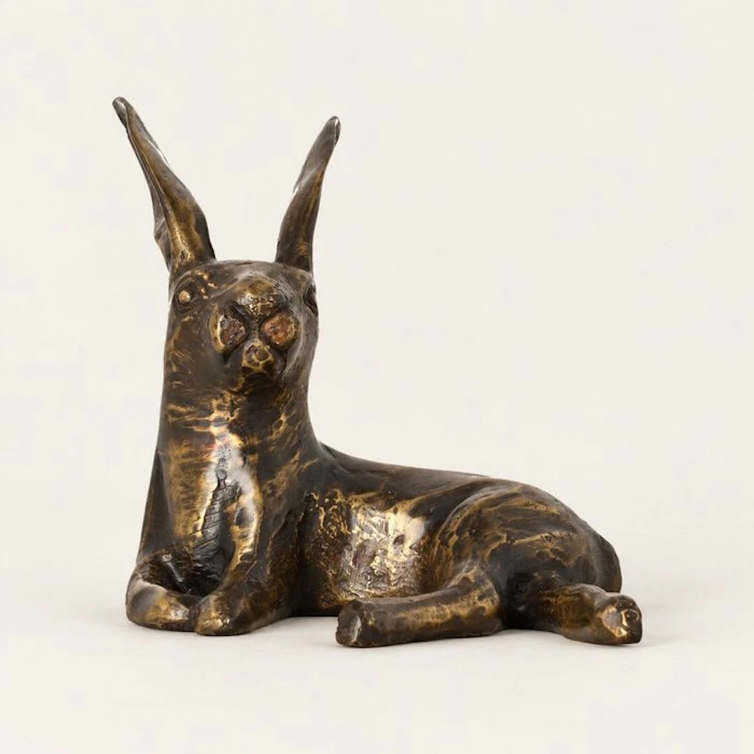 Figurine - Liggende haas - Bronze