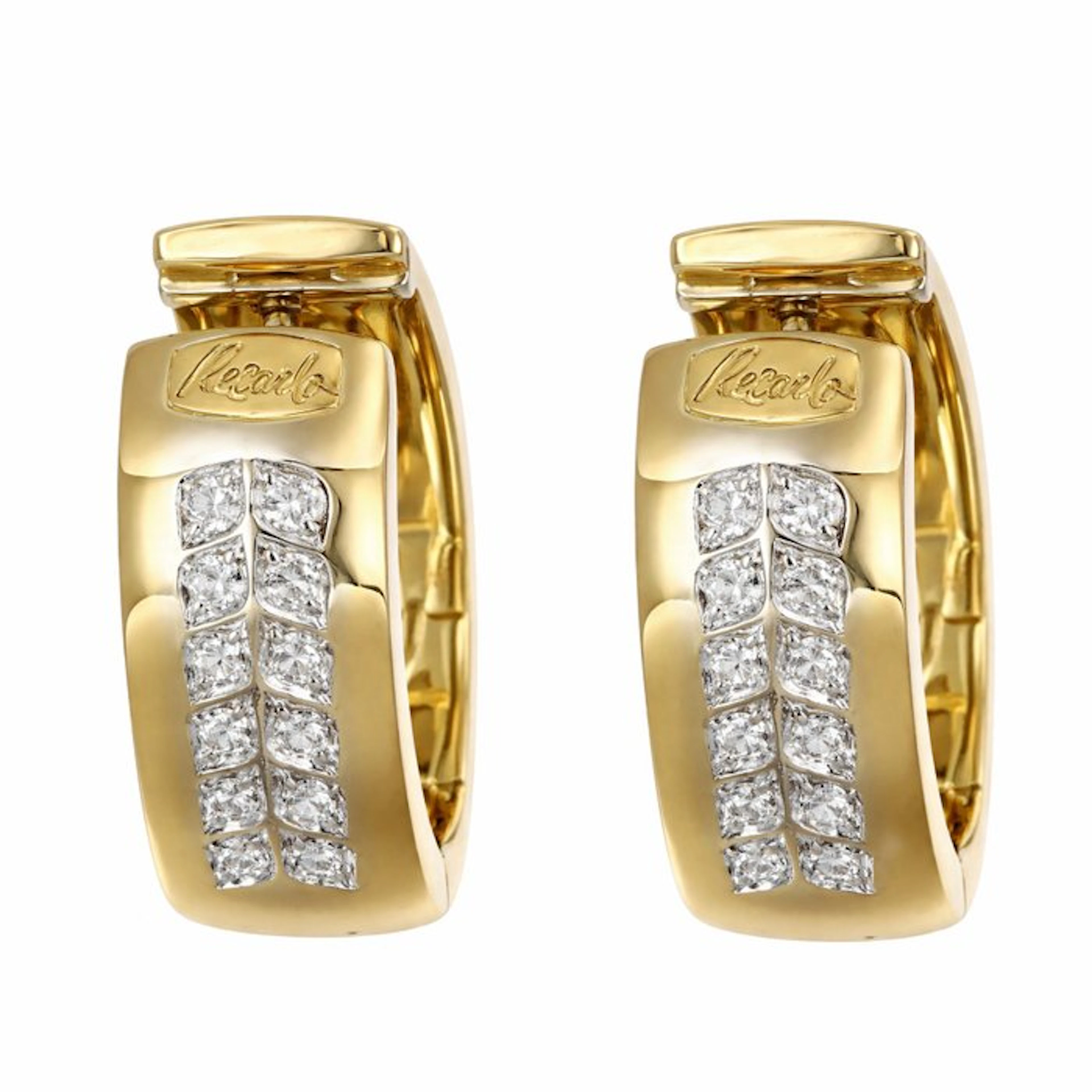 Recarlo - Earrings - 18 kt. Yellow gold - 0.24ct. tw. Diamond (Natural)