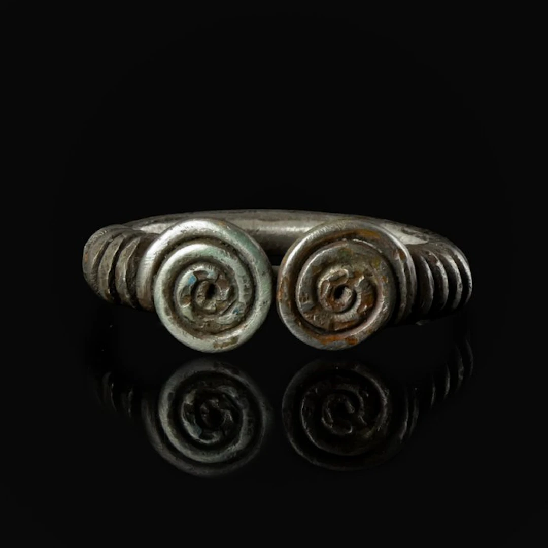 Celtic Silver Ring with Double Spirals