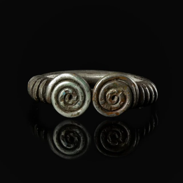 Celtic Silver Ring with Double Spirals