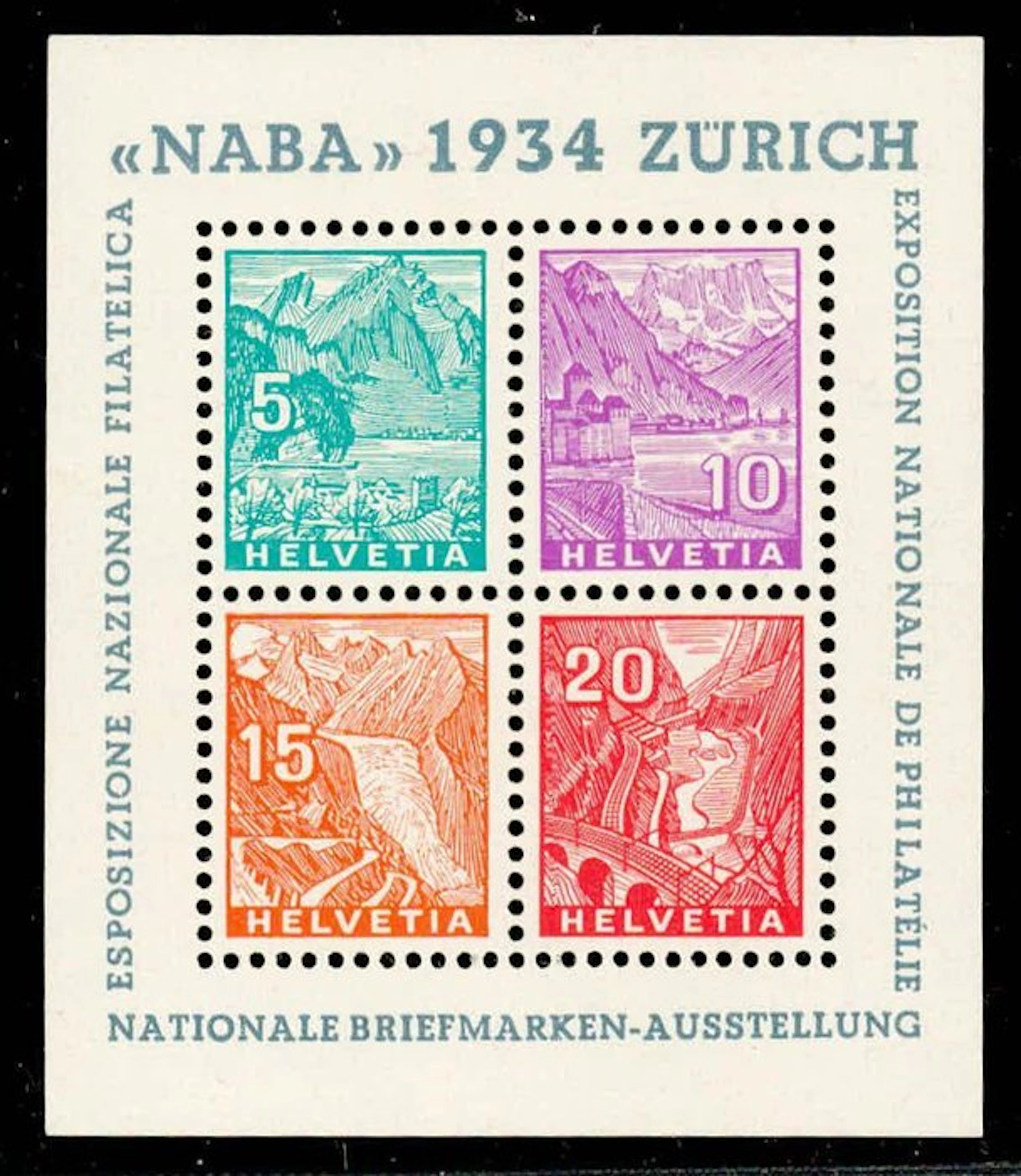 Switzerland 1934 - NABA Block 1934 in flawless, unused condition - SBK: W1