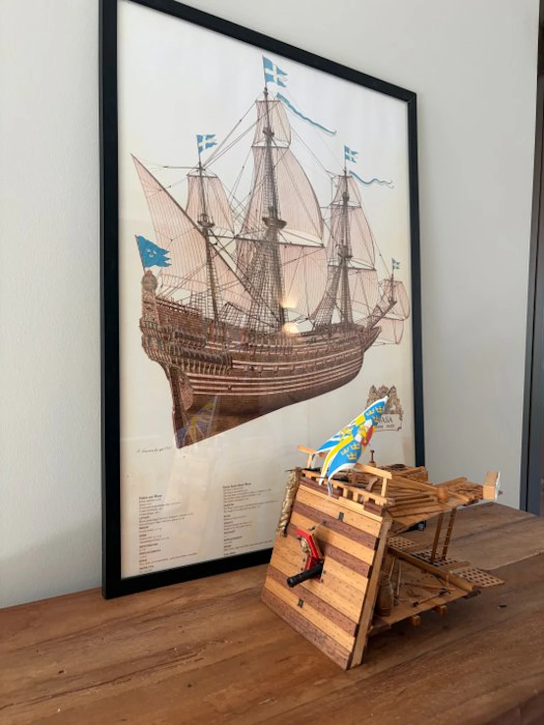Model ship (2) - Wasa/Vasa rompsectie en bijbehorende Affiche.