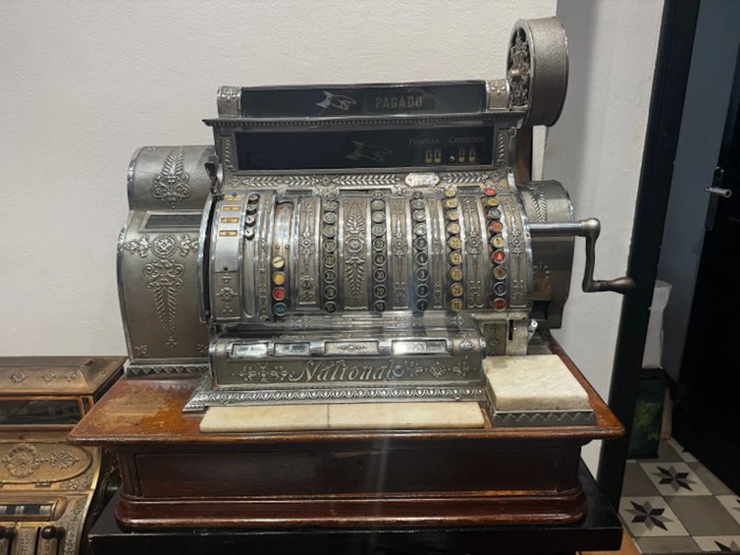 Money box (2) - Metal - antique cash register from the...
