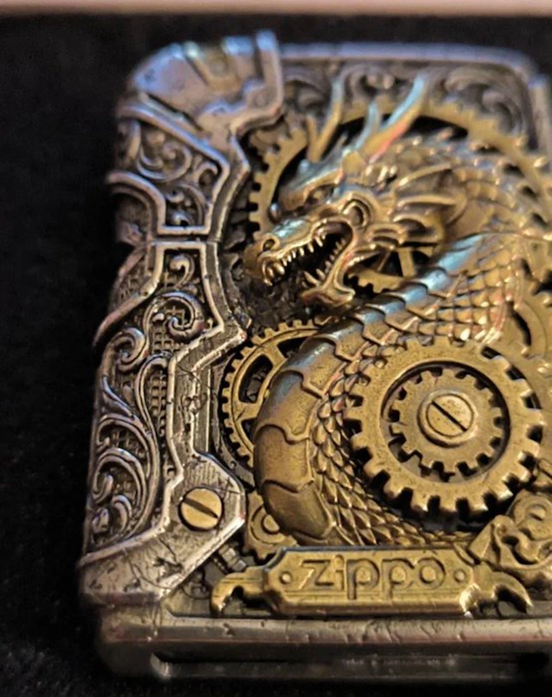 Zippo - Dragón steampunk - Lighter - Brass, Steel