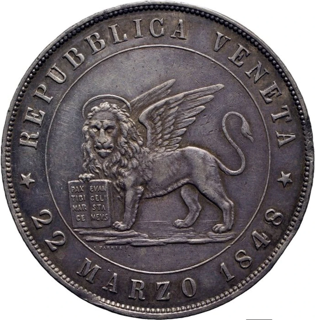 Italy, Provisional Government of Venice 5 Lire 1848 Marzo